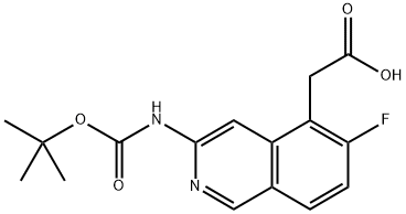 5-Isoquinolineacetic acid, 3-[[(1,1-dimethylethoxy)carbonyl]amino]-6-fluoro- Struktur