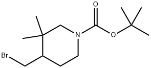 1-Piperidinecarboxylic acid, 4-(bromomethyl)-3,3-dimethyl-, 1,1-dimethylethyl ester Struktur