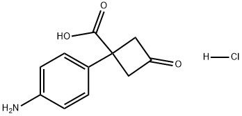Cyclobutanecarboxylic acid, 1-(4-aminophenyl)-3-oxo-, hydrochloride (1:1) Structure