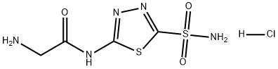 Acetamide, 2-amino-N-[5-(aminosulfonyl)-1,3,4-thiadiazol-2-yl]-, hydrochloride (1:1) Structure