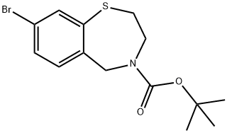 1,4-Benzothiazepine-4(5H)-carboxylic acid, 8-bromo-2,3-dihydro-, 1,1-dimethylethyl ester Struktur