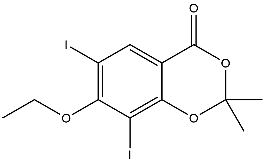 7-Ethoxy-6,8-diiodo-2,2-dimethyl-4H-1,3-benzodioxin-4-one 化学構造式