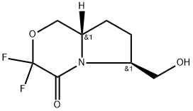 1H-Pyrrolo[2,1-c][1,4]oxazin-4(3H)-one, 3,3-difluorotetrahydro-6-(hydroxymethyl)-, (6R,8aR)-rel- Struktur