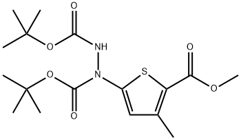 1,2-Hydrazinedicarboxylic acid, 1-[5-(methoxycarbonyl)-4-methyl-2-thienyl]-, 1,2-bis(1,1-dimethylethyl) ester Struktur