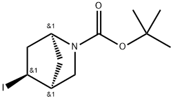 2-Azabicyclo[2.2.1]heptane-2-carboxylic acid, 5-iodo-, 1,1-dimethylethyl ester, (1S,4S,5S)- Struktur