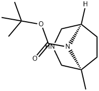 3,8-Diazabicyclo[3.2.1]octane-8-carboxylic acid, 1-methyl-, 1,1-dimethylethyl ester, (1S,5R)- Structure