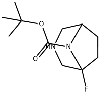 3,8-Diazabicyclo[3.2.1]octane-8-carboxylic acid, 1-fluoro-, 1,1-dimethylethyl ester Struktur