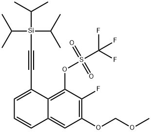 Methanesulfonic acid, 1,1,1-trifluoro-, 2-fluoro-3-(methoxymethoxy)-8-[2-[tris(1-methylethyl)silyl]ethynyl]-1-naphthalenyl ester Struktur