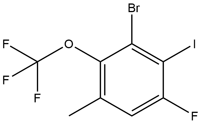 Benzene, 3-bromo-1-fluoro-2-iodo-5-methyl-4-(trifluoromethoxy)- 化学構造式