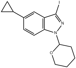 1H-Indazole, 5-cyclopropyl-3-iodo-1-(tetrahydro-2H-pyran-2-yl)- Structure