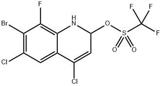 Methanesulfonic acid, 1,1,1-trifluoro-, 7-bromo-4,6-dichloro-8-fluoro-1,2-dihydro-2-quinolinyl ester 化学構造式