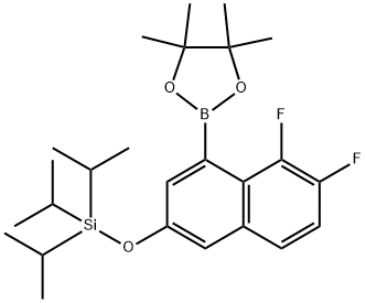 ((5,6-二氟-4-(4,4,5,5-四甲基-1,3,2-二氧硼杂环戊烷-2-基)萘-2-基)氧基)三异丙基硅烷, 2858674-32-3, 结构式