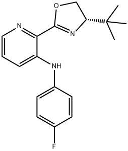 3-Pyridinamine, 2-[(4S)-4-(1,1-dimethylethyl)-4,5-dihydro-2-oxazolyl]-N-(4-fluorophenyl)- Structure