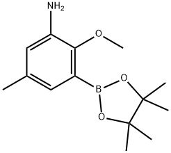 2-甲氧基-5-甲基-3-(4,4,5,5-四甲基-1,3,2-二氧杂硼烷-2-基)苯胺,2866290-85-7,结构式