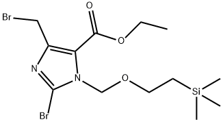 1H-Imidazole-5-carboxylic acid, 2-bromo-4-(bromomethyl)-1-[[2-(trimethylsilyl)ethoxy]methyl]-, ethyl ester 化学構造式