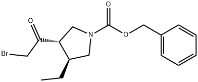 1-Pyrrolidinecarboxylic acid, 3-(2-bromoacetyl)-4-ethyl-, phenylmethyl ester, (3S,4S)- 化学構造式