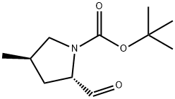 1-Pyrrolidinecarboxylic acid, 2-formyl-4-methyl-, 1,1-dimethylethyl ester, (2S,4R)- Struktur