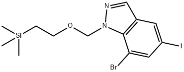 1H-Indazole, 7-bromo-5-iodo-1-[[2-(trimethylsilyl)ethoxy]methyl]- Struktur