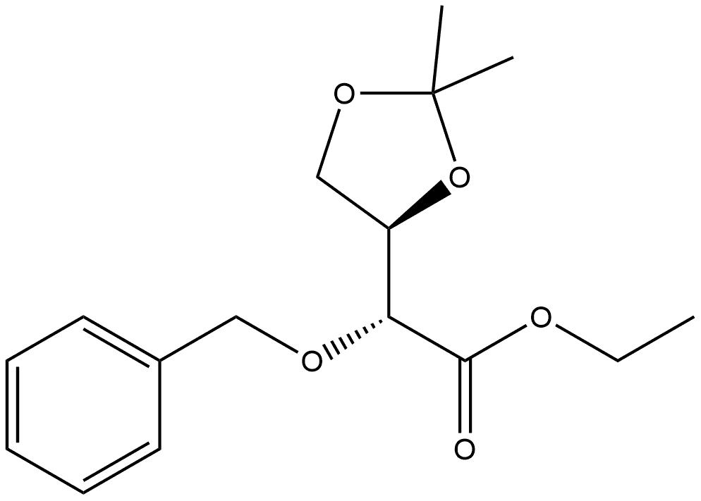 1,3-Dioxolane-4-acetic acid, 2,2-dimethyl-α-(phenylmethoxy)-, ethyl ester, (αR,4R)- Structure