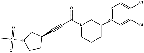 2-Propyn-1-one, 1-[(3S)-3-(3,4-dichlorophenyl)-1-piperidinyl]-3-[(3R)-1-(methylsulfonyl)-3-pyrrolidinyl]- Struktur