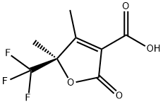 3-Furancarboxylic acid, 2,5-dihydro-4,5-dimethyl-2-oxo-5-(trifluoromethyl)-, (5R)- Struktur