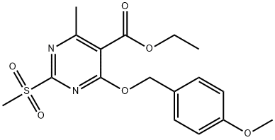 5-Pyrimidinecarboxylic acid, 4-[(4-methoxyphenyl)methoxy]-6-methyl-2-(methylsulfonyl)-, ethyl ester|4-[(4-甲氧基苯基)甲氧基]-6-甲基-2-(甲基磺酰基)-5-嘧啶羧酸乙酯