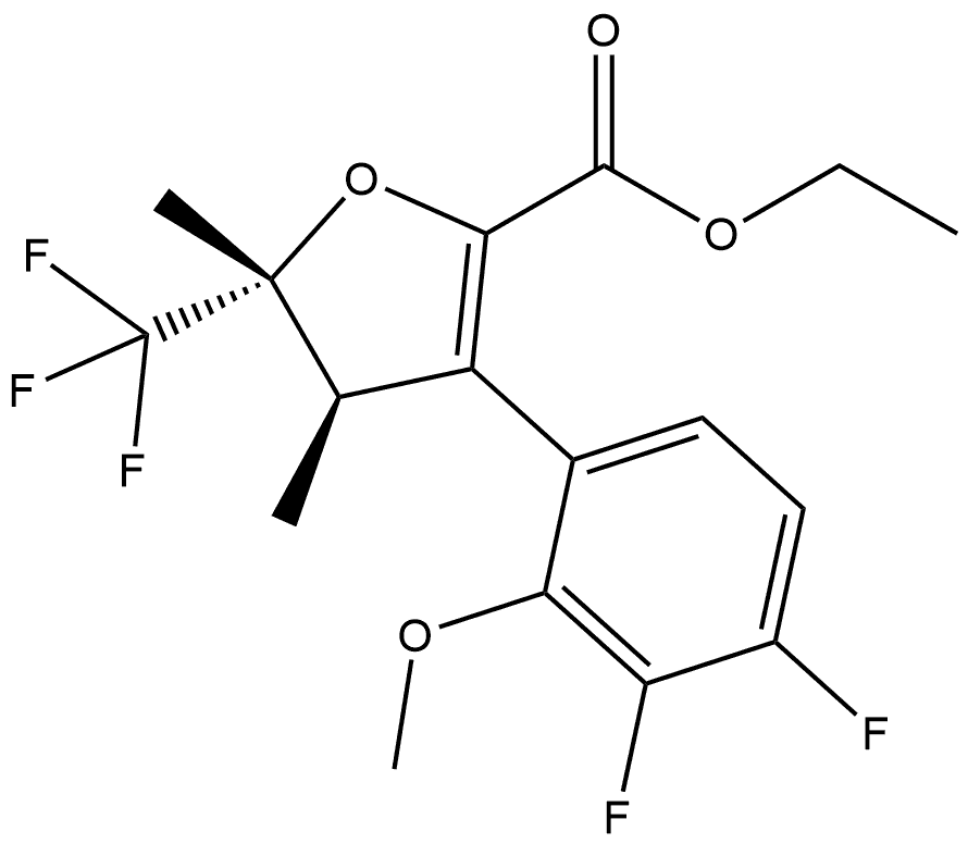 ethyl rac-(4R,5R)-3-(3,4-difluoro-2-methoxyphenyl)-4,5-dimethyl-5-(trifluoromethyl)-4,5-dihydrofuran-2-carboxylate Struktur