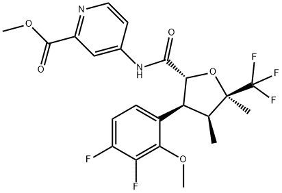 Methyl 4-[[[(2R,3S,4S,5R)-3-(3,4-difluoro-2-methoxyphenyl)tetrahydro-4,5-dimethyl-5-(trifluoromethyl)-2-furanyl]carbonyl]amino]-2-pyridinecarboxylate Struktur