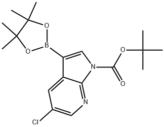 1,1-Dimethylethyl 5-chloro-3-(4,4,5,5-tetramethyl-1,3,2-dioxaborolan-2-yl)-1H-pyrrolo[2,3-b]pyridine-1-carboxylate 化学構造式