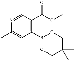 3-Pyridinecarboxylic acid, 4-(5,5-dimethyl-1,3,2-dioxaborinan-2-yl)-6-methyl-, methyl ester 化学構造式