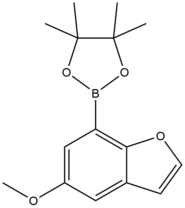 5-Methoxy-7-(4,4,5,5-tetramethyl-1,3,2-dioxaborolan-2-yl)benzofuran 化学構造式