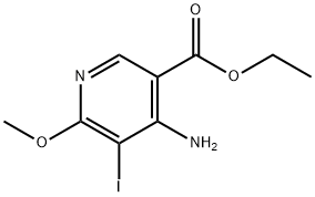 3-Pyridinecarboxylic acid, 4-amino-5-iodo-6-methoxy-, ethyl ester Struktur
