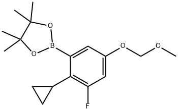 1,3,2-Dioxaborolane, 2-[2-cyclopropyl-3-fluoro-5-(methoxymethoxy)phenyl]-4,4,5,5-tetramethyl-|2-(2-环丙基-3-氟-5-(甲氧基甲氧基)苯基)-4,4,5,5-四甲基-1,3,2-二氧硼杂环戊烷