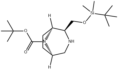 3,8-DIAZABICYCLO[3.2.1]OCTANE-8-CARBOXYLIC ACID, 2-[[[(1,1-DIMETHYLETHYL)DIMETHYLSILYL]OXY]METHYL]-,, 2885261-48-1, 结构式