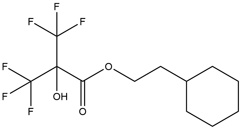 2-Cyclohexylethyl 3,3,3-trifluoro-2-hydroxy-2-(trifluoromethyl)propanoate (ACI) 化学構造式