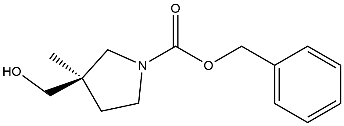 3-(羟甲基)-3-甲基吡咯烷-1-羧酸(R)-苄酯 结构式