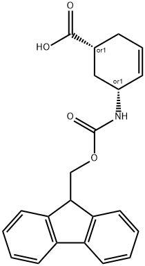 rel-(1R,5R)-5-[[(9H-Fluoren-9-ylmethoxy)carbonyl]amino]-3-cyclohexene-1-carboxylic acid 结构式