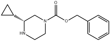 Phenylmethyl (3R)-3-cyclopropyl-1-piperazinecarboxylate 结构式