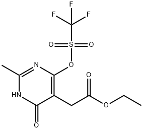 5-Pyrimidineacetic acid, 1,6-dihydro-2-methyl-6-oxo-4-[[(trifluoromethyl)sulfonyl]oxy]-, ethyl ester 化学構造式