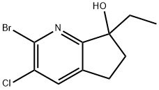 2-溴-3-氯-7-乙基-6,7-二氢-5H-环戊二烯并吡啶-7-醇 结构式