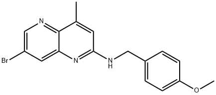 1,5-Naphthyridin-2-amine, 7-bromo-N-[(4-methoxyphenyl)methyl]-4-methyl- Struktur