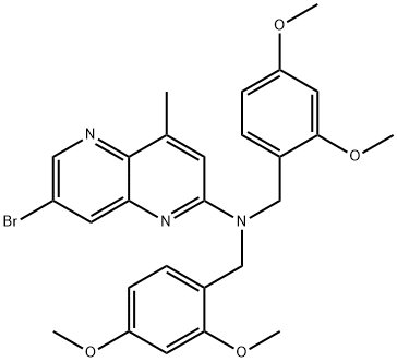 1,5-Naphthyridin-2-amine, 7-bromo-N,N-bis[(2,4-dimethoxyphenyl)methyl]-4-methyl- 化学構造式