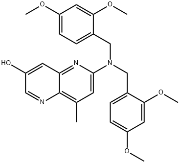 1,5-Naphthyridin-3-ol, 6-[bis[(2,4-dimethoxyphenyl)methyl]amino]-8-methyl- 化学構造式