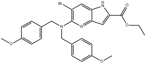 1H-Pyrrolo[3,2-b]pyridine-2-carboxylic acid, 5-[bis[(4-methoxyphenyl)methyl]amino]-6-bromo-, ethyl ester|5-(双(4-甲氧基苄基)氨基)-6-溴-1H-吡咯并[3,2-B]吡啶-2-羧酸乙酯