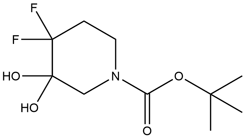 tert-butyl 4,4-difluoro-3,3-dihydroxypiperidine-1-carboxylate 化学構造式