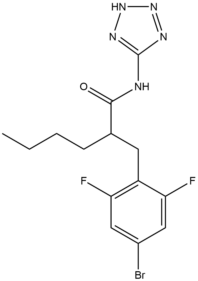 2-(4-溴-2,6-二氟苄基)-N-(1H-四唑-5-基)己酰胺 结构式