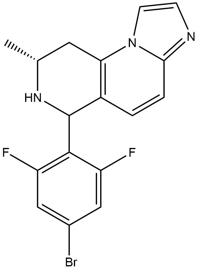 (8R)-6-(4-bromo-2,6-difluorophenyl)-8-methyl-6,7,8,9-tetrahydroimidazo[1,2-a][1,6]naphthyridine 化学構造式