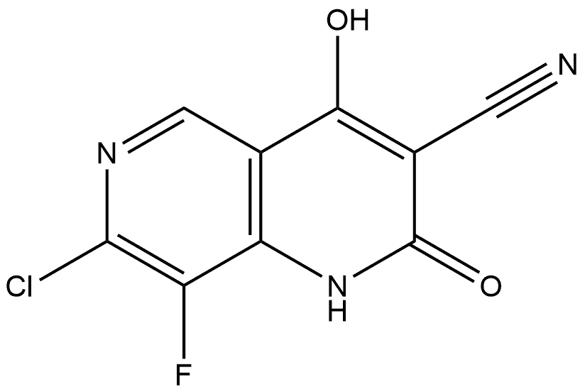 7-氯-8-氟-4-羟基-2-氧代-1,2-二氢-1,6-萘吡啶-3-腈, 2898405-84-8, 结构式