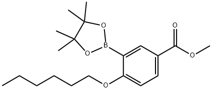 Benzoic acid, 4-(hexyloxy)-3-(4,4,5,5-tetramethyl-1,3,2-dioxaborolan-2-yl)-, methyl ester,2901039-78-7,结构式