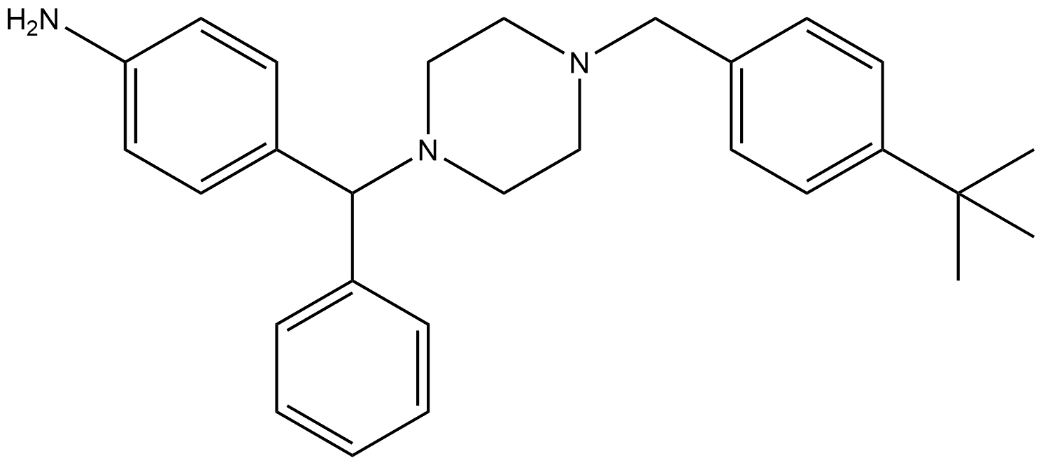 Benzenamine, 4-[[4-[[4-(1,1-dimethylethyl)phenyl]methyl]-1-piperazinyl]phenylmethyl]- Structure